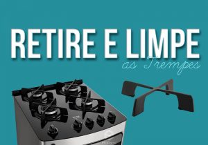 Fogão com os suportes de panelas.