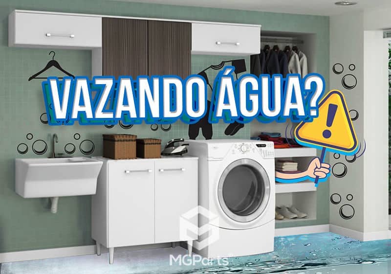 Lavanderia com uma máquina lava e seca.