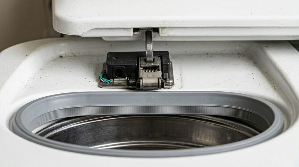 Detalhe da tampa de uma máquina de lavar roupas
