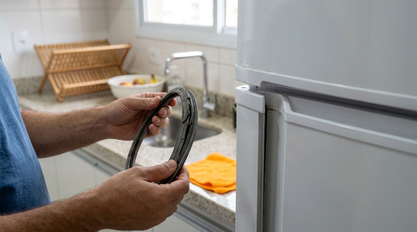 Troca de vedação de geladeira na cozinha
