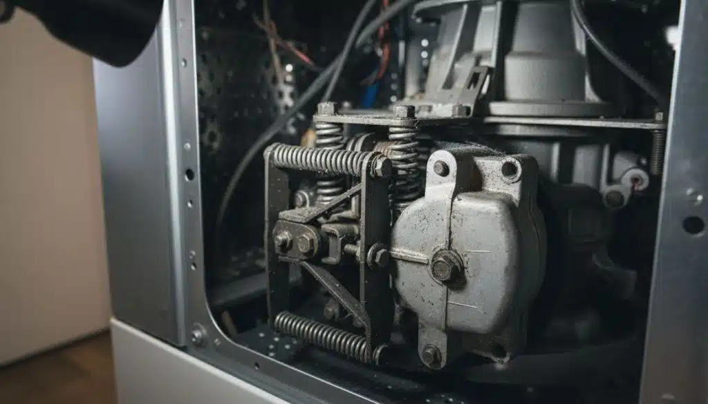 Close-up de um motor mostrando detalhes mecânicos