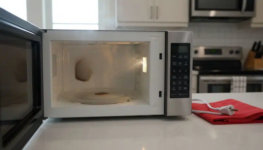 Micro-ondas branco em cozinha moderna