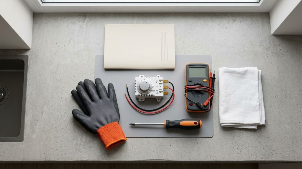 Ferramentas e acessórios para eletricista na mesa