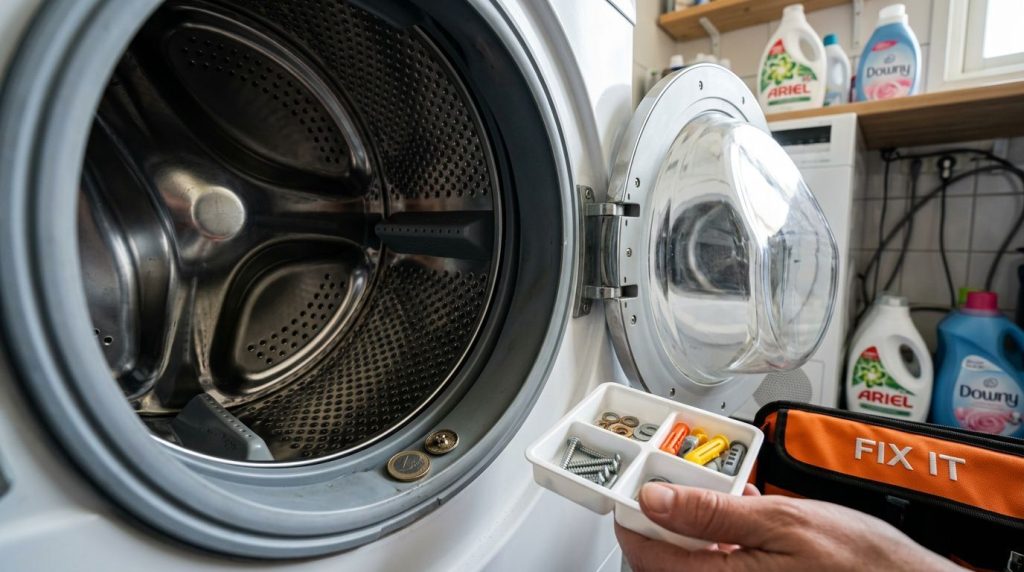 Pessoa retirando itens de uma máquina de lavar roupa