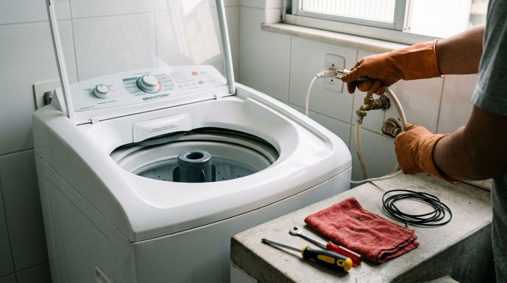 Manutenção de máquina de lavar roupas em casa