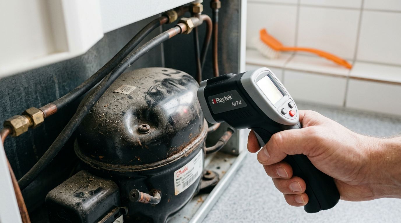 Medidor de temperatura em compressor de geladeira