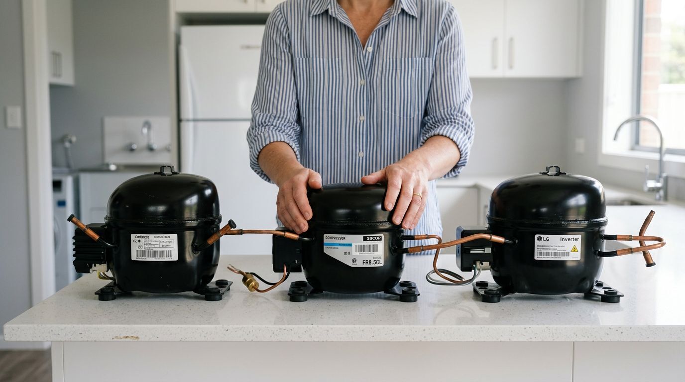 Três compressores em uma bancada de cozinha